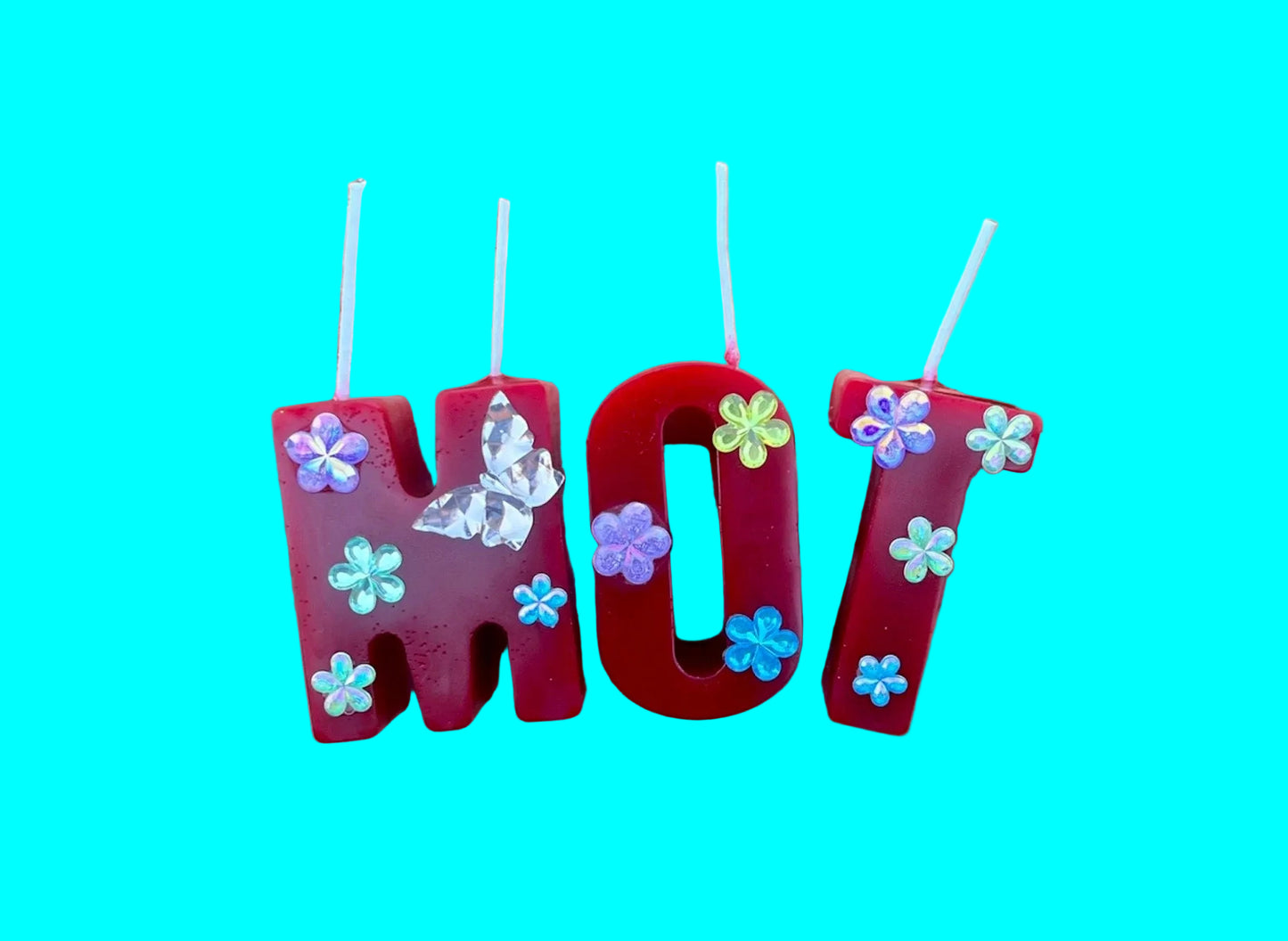 Personalized Letter Candles: Soy Wax Letter Candles with Glitter & Flowers. Custom Name Candles. Cake Topper.