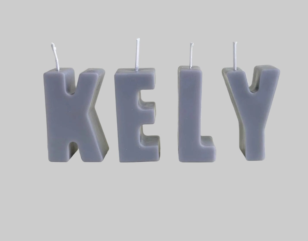 Personalized Rainbow Letter Candles: Handmade Birthday Cake Toppers. Customize Name and initial.