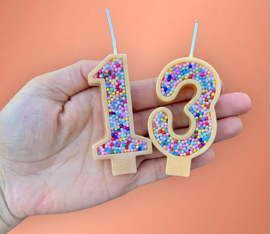 Handmade Bee & Soy Wax Number Candles: Glitter Party Decor