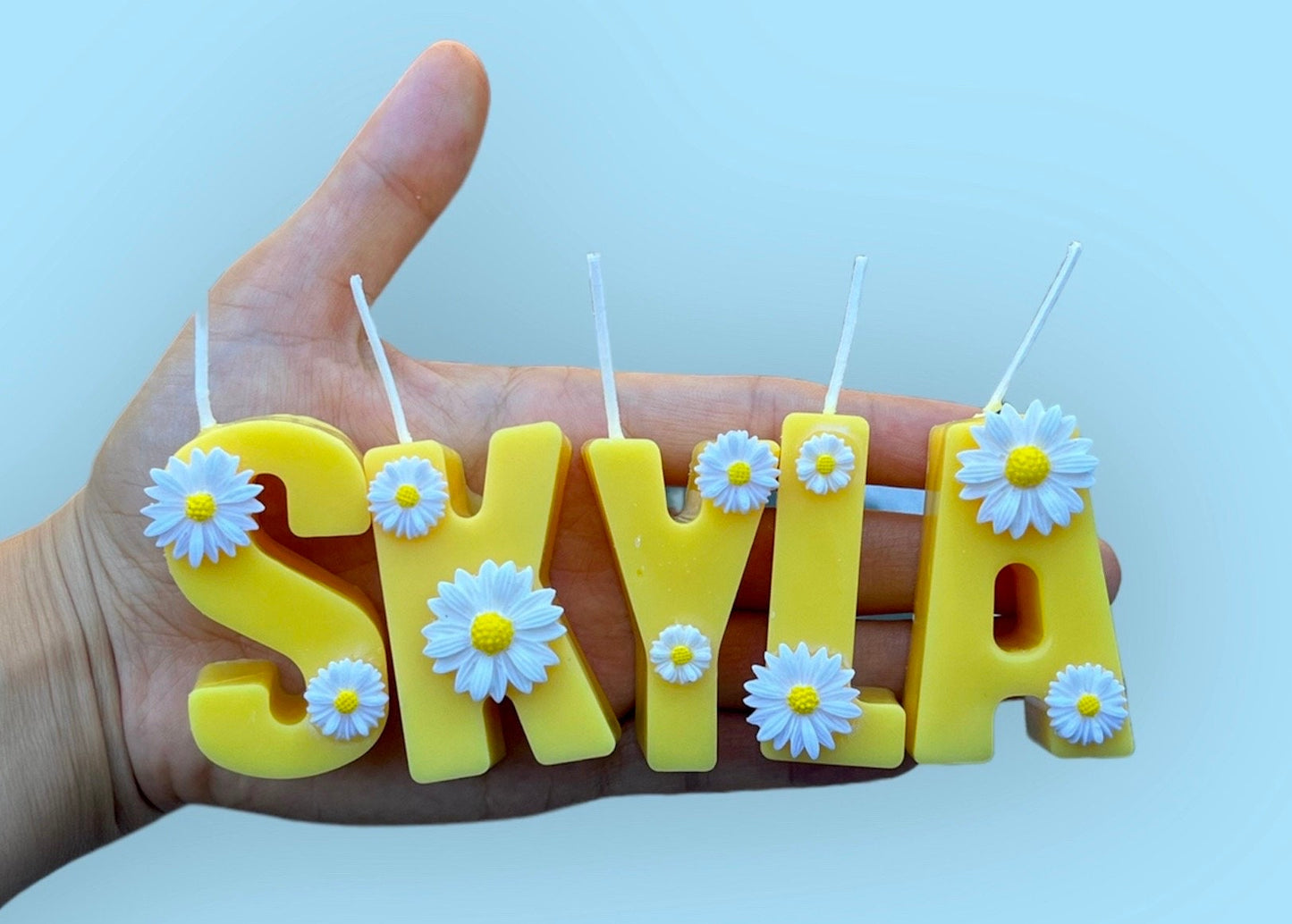 Personalized Letter Candles: Soy Bee Wax Blend, Sunflower Birthday Cake Toppers
