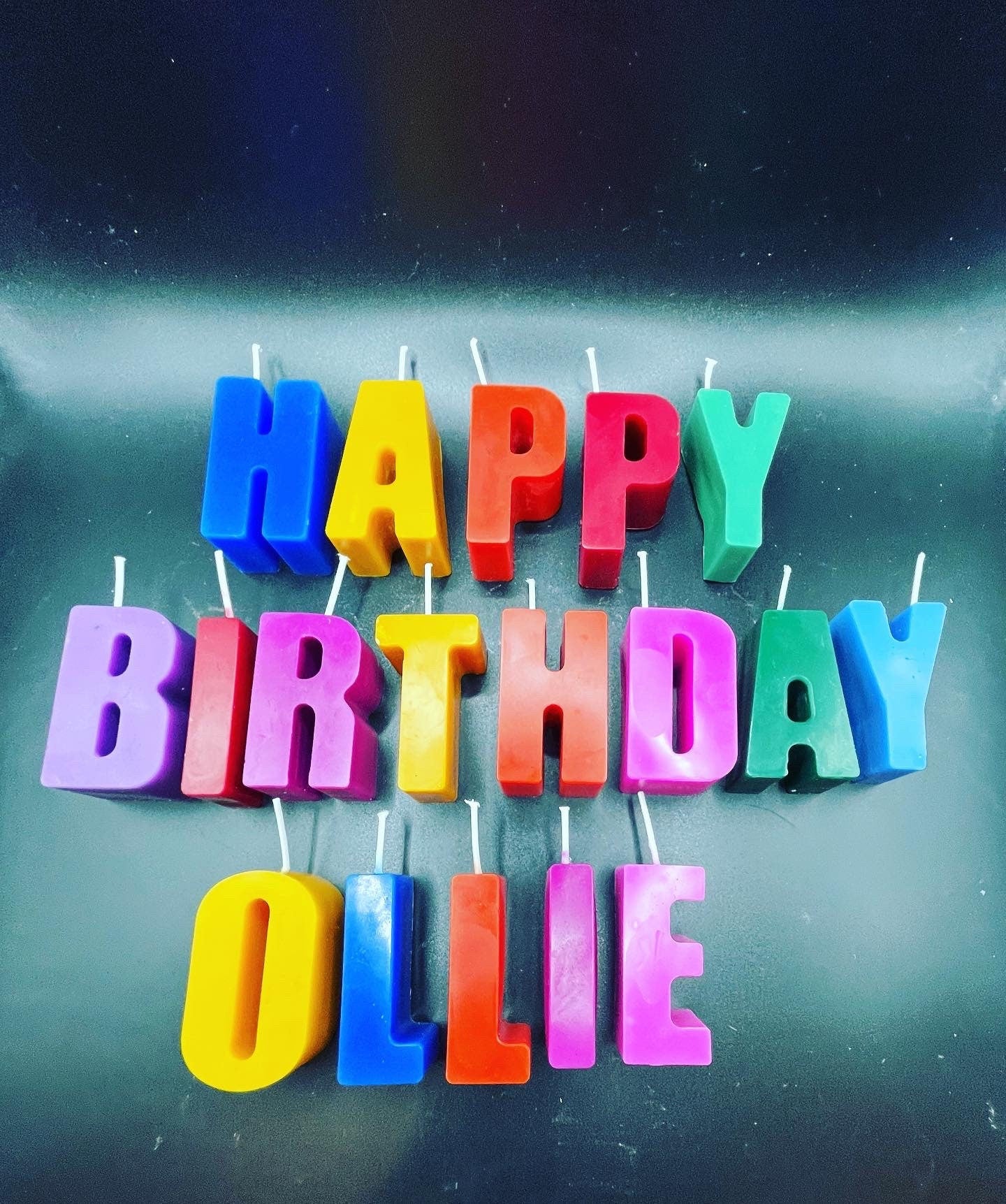 Personalized Rainbow Letter Candles: Handmade Birthday Cake Toppers. Custom Name Letters. Party Candles.