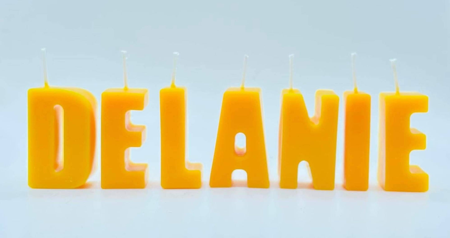 Personalized Birthday Letter Candles. Soy Wax Cake Toppers. Custom Name Letters.