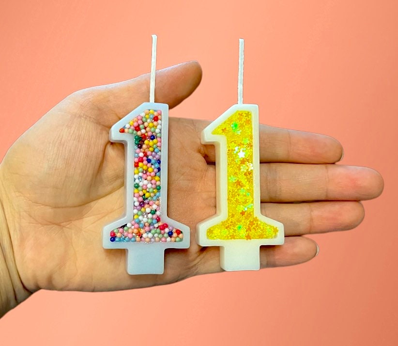 Personalized Number Birthday Candle: Handmade Soy Beeswax Glitter Cake Decor. Cake Topper. Unique Numbers.