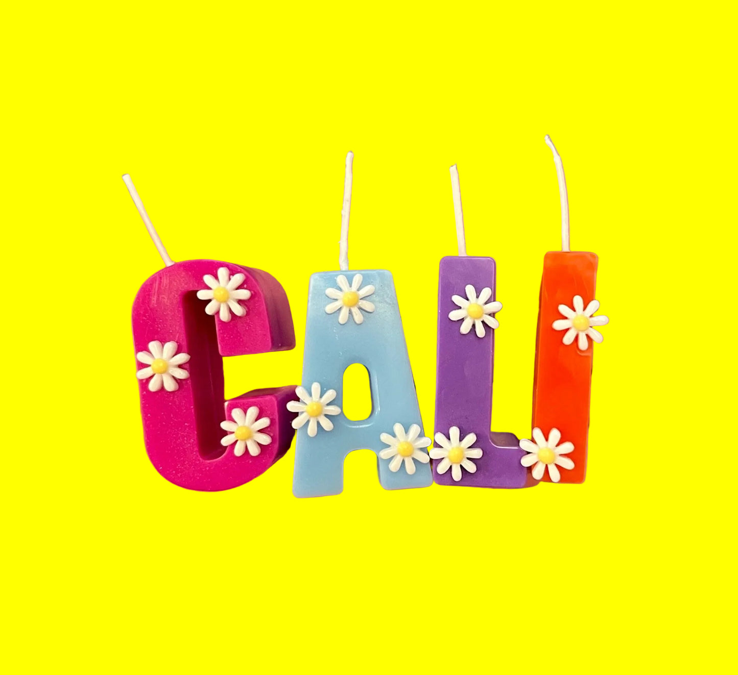 Personalized Letter Candles: Soy Wax Letter Candles with Glitter & Flowers. Custom Name Candles. Cake Topper.