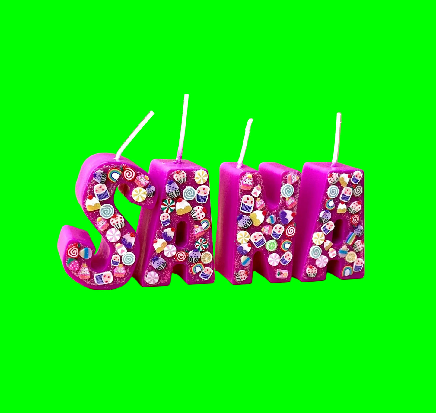 Personalized Letter Candles: Soy Wax Letter Candles with Glitter & Flowers. Custom Name Candles. Cake Topper.