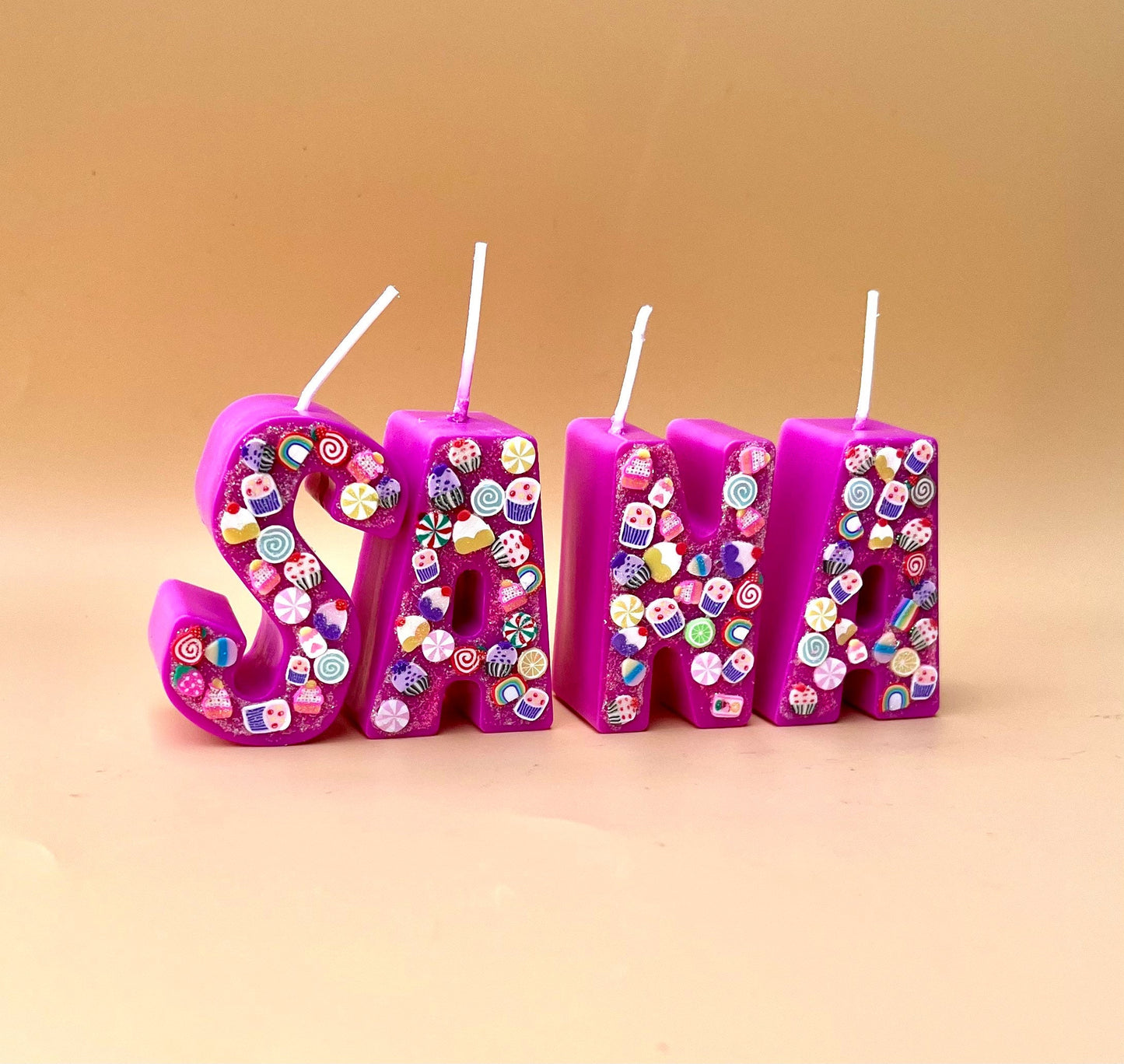 Personalized Letter Candles: Soy Bee Wax Blend, Sunflower Birthday Cake Toppers