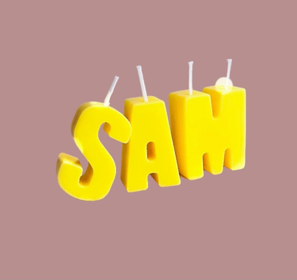 Personalized Rainbow Letter Candles: Handmade Birthday Cake Toppers. Custom Name Letters. Party Candles.
