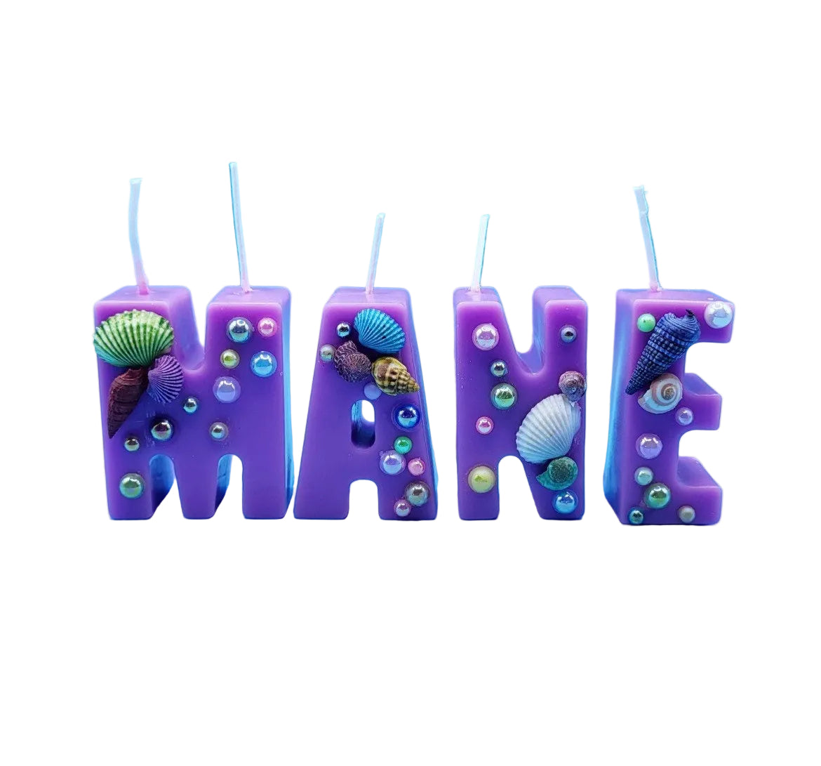Personalized Letter Candles: Soy Wax Letter Candles with Glitter & Flowers. Custom Name Candles. Cake Topper.