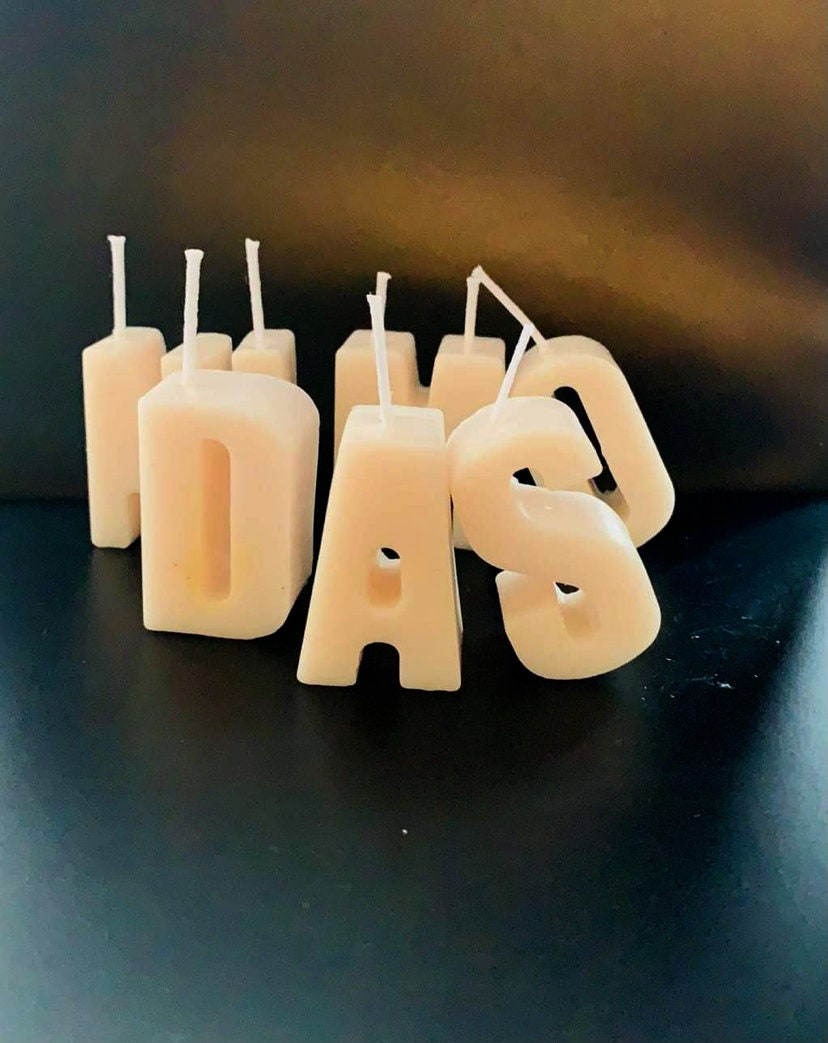 Personalized Birthday Letter Candles. Soy Wax Cake Toppers. Custom Name Letters.