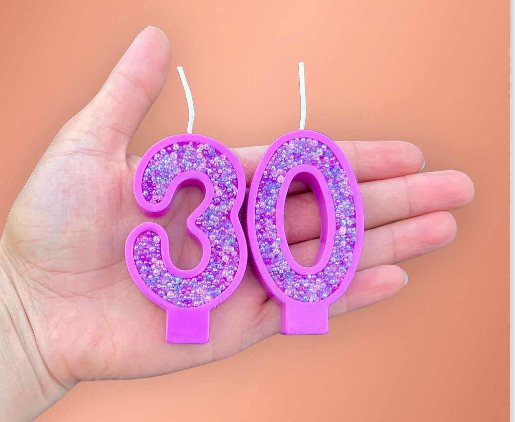 Handmade Glitter Number Candle: Birthday Cake Topper