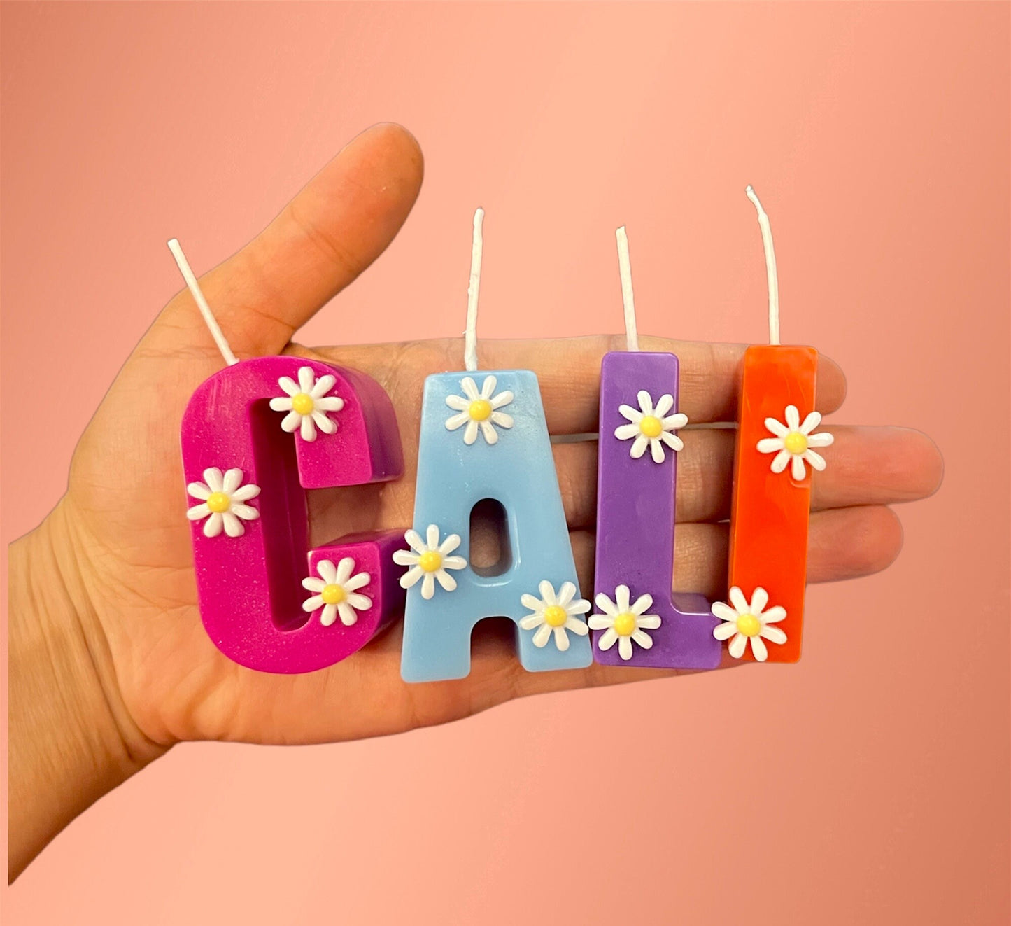 Personalized Letter Candles: Soy Bee Wax Blend, Sunflower Birthday Cake Toppers