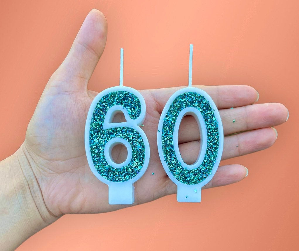 Handmade Glitter Number Candle: Birthday Cake Topper