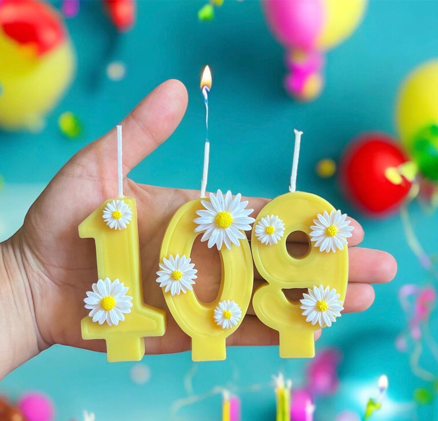 Handmade Bee & Soy Wax Number Candles: Glitter Party Decor