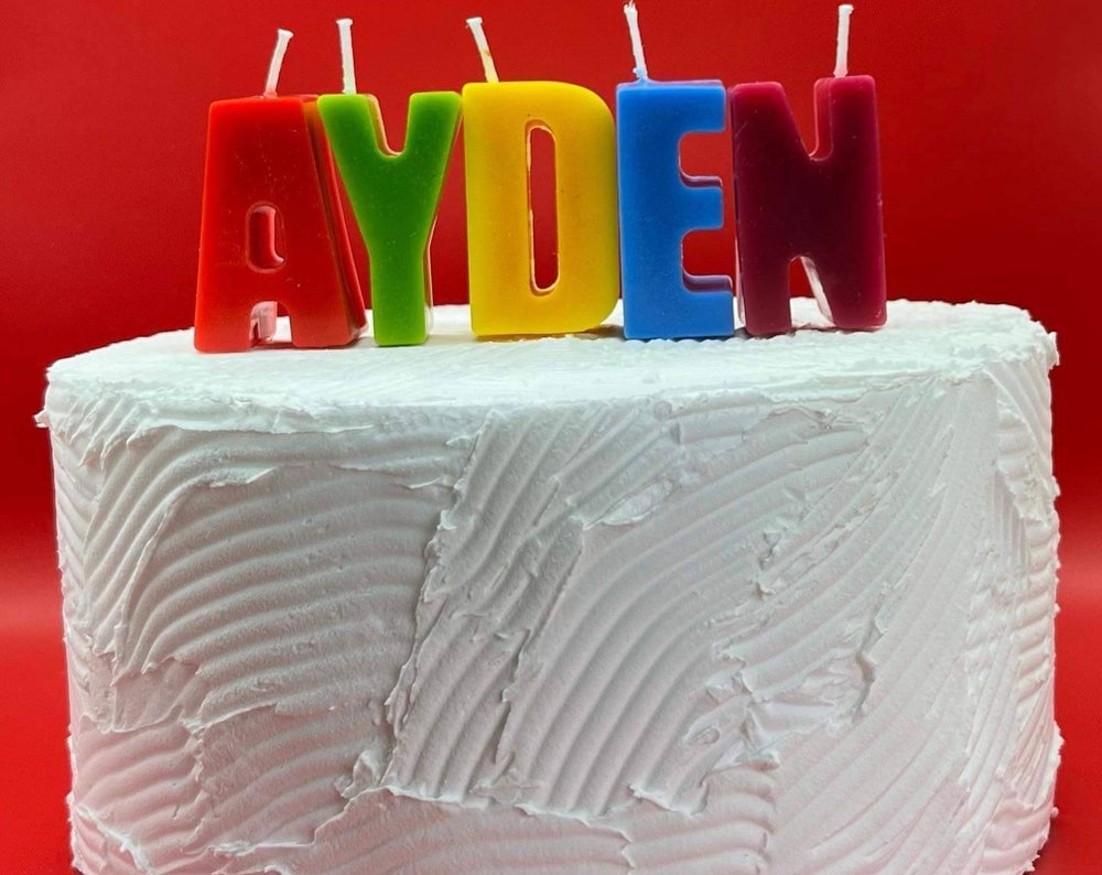 Personalized Rainbow Letter Candles: Handmade Birthday Cake Toppers. Customize Name and initial.
