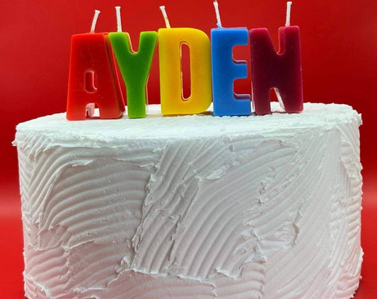 Personalized Rainbow Letter Candles: Handmade Birthday Cake Toppers. Customize Name and initial.