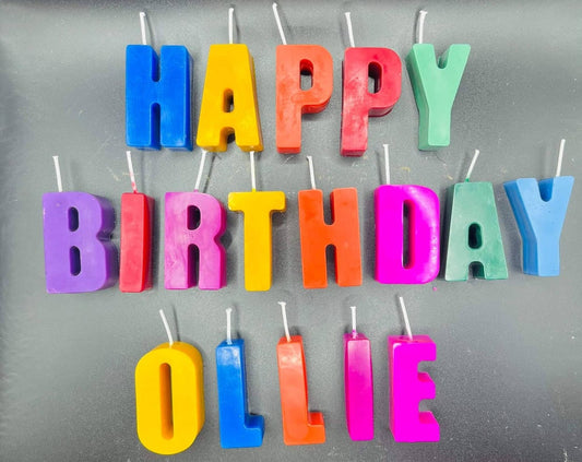 Personalized Birthday Candles: Colorful Soy Wax Letter Cake Topper. name Candles.