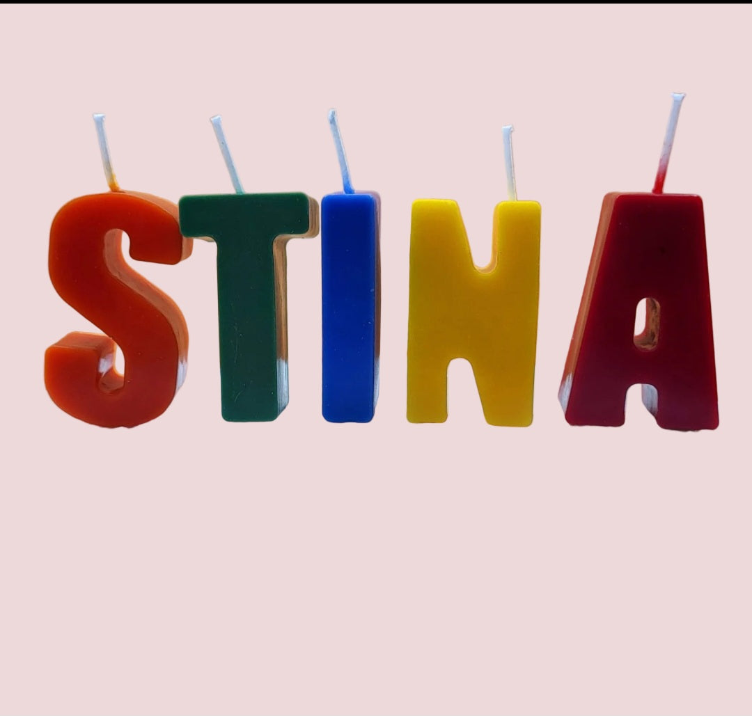 Personalized Rainbow Letter Candles: Handmade Birthday Cake Toppers. Customize Name and initial.
